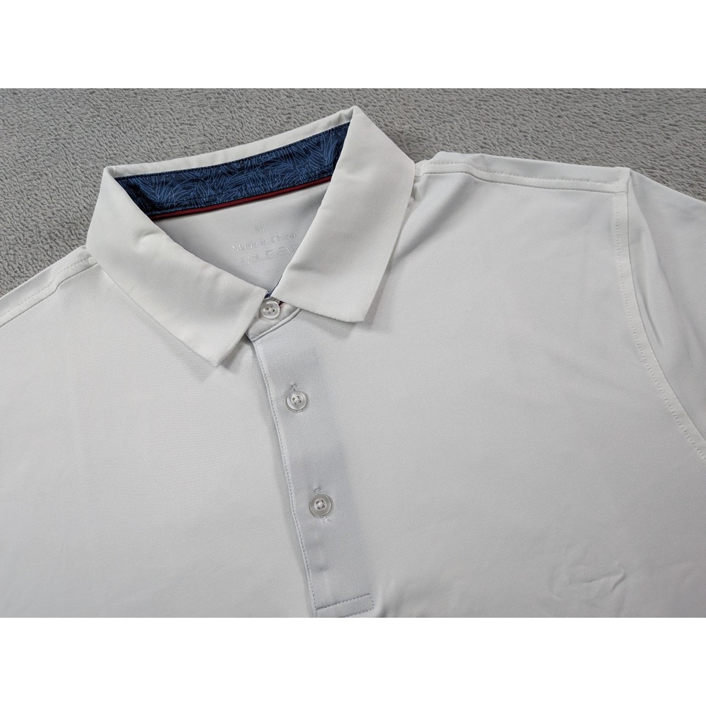 Unbranded Mens White Short Sleeve Performance Stretch Polo Shirt Size Medium